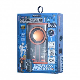 DeTech Remax RB-M68 Clear Mecha Bezdrátový Reproduktor - černá