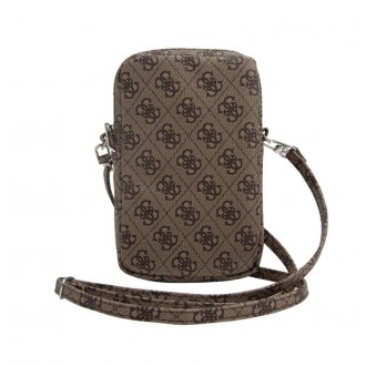 Guess PU 4G Triangle Logo Wallet Phone Bag Zipper, hnědá