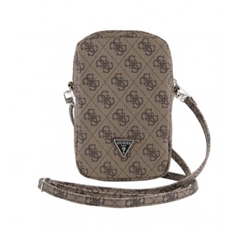 Guess PU 4G Triangle Logo Wallet Phone Bag Zipper, hnědá