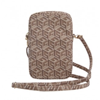 Guess PU G Cube Wallet Phone Bag Zipper, hnědá