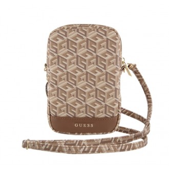 Guess PU G Cube Wallet Phone Bag Zipper, hnědá
