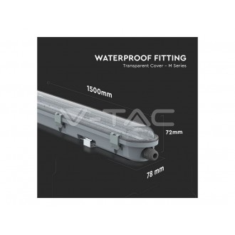 V-TAC Vodotěsné LED svítidlo-150cm-48W-4000K-pruhledné VT-150048
