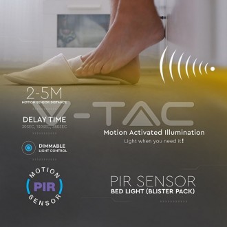 V-TAC LED pásek-3W s pohybovým senzorem pod postel-VT-8067 Barevná teplota (К): Teplá bílá 3000K VT-8067