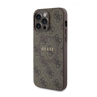 Guess PU Leather 4G Colored Ring MagSafe Zadní Kryt pro iPhone 14 Pro Max Brown