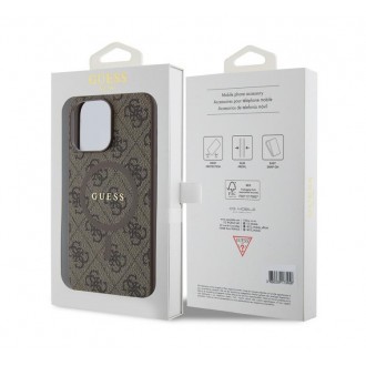 Guess PU Leather 4G Colored Ring MagSafe Zadní Kryt pro iPhone 14 Pro Max Brown