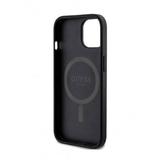 Guess PU Leather 4G Colored Ring MagSafe Zadní Kryt pro iPhone 15 Black