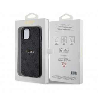 Guess PU Leather 4G Colored Ring MagSafe Zadní Kryt pro iPhone 15 Black