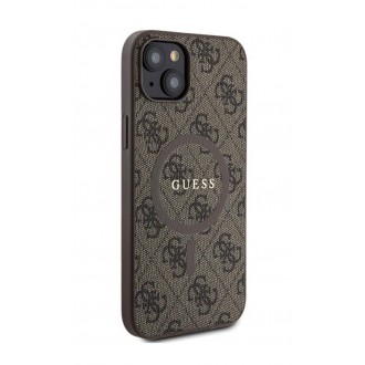 Guess PU Leather 4G Colored Ring MagSafe Zadní Kryt pro iPhone 15 Plus Brown