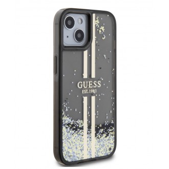 Guess PC/TPU Liquid Glitter Gold Stripe Zadní Kryt pro iPhone 15 Black