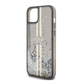 Guess PC/TPU Liquid Glitter Gold Stripe Zadní Kryt pro iPhone 15 Plus Black