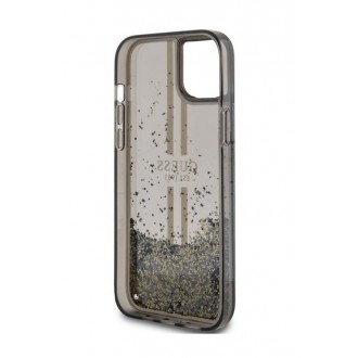 Guess PC/TPU Liquid Glitter Gold Stripe Zadní Kryt pro iPhone 15 Plus Black