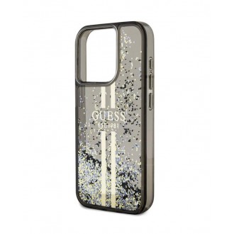 Guess PC/TPU Liquid Glitter Gold Stripe Zadní Kryt pro iPhone 15 Pro Max Black