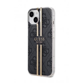 Guess IML 4G Gold Stripe Zadní Kryt pro iPhone 15 Black