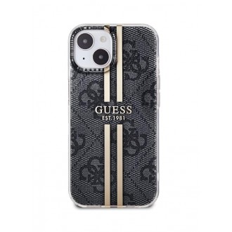 Guess IML 4G Gold Stripe Zadní Kryt pro iPhone 15 Black
