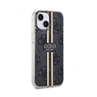 Guess IML 4G Gold Stripe Zadní Kryt pro iPhone 15 Black