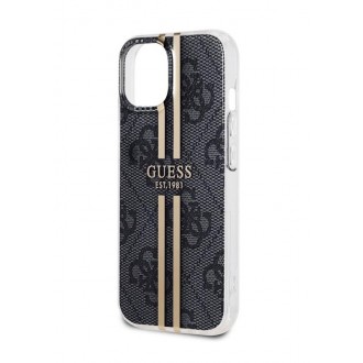 Guess IML 4G Gold Stripe Zadní Kryt pro iPhone 15 Black