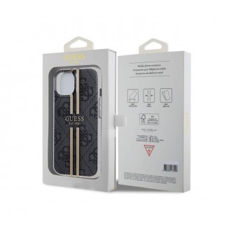 Guess IML 4G Gold Stripe Zadní Kryt pro iPhone 15 Black