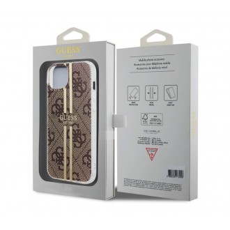 Guess IML 4G Gold Stripe Zadní Kryt pro iPhone 15 Brown