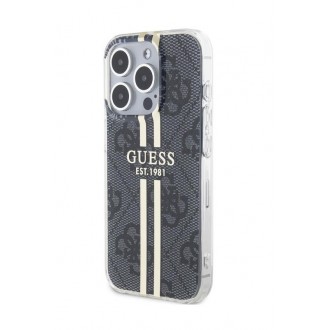 Guess IML 4G Gold Stripe Zadní Kryt pro iPhone 15 Pro Black