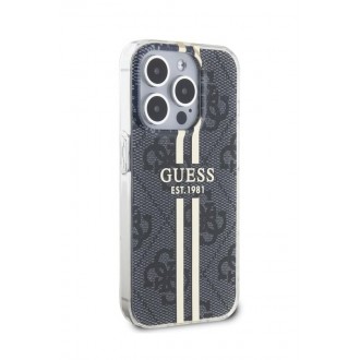 Guess IML 4G Gold Stripe Zadní Kryt pro iPhone 15 Pro Black