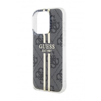 Guess IML 4G Gold Stripe Zadní Kryt pro iPhone 15 Pro Black