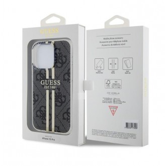 Guess IML 4G Gold Stripe Zadní Kryt pro iPhone 15 Pro Black