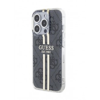 Guess IML 4G Gold Stripe Zadní Kryt pro iPhone 15 Pro Max Black
