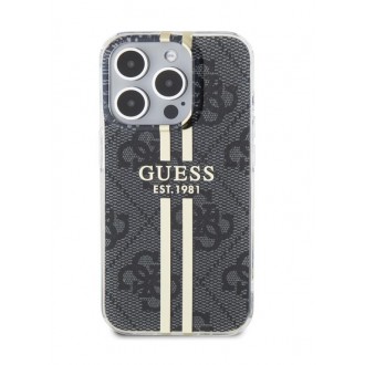 Guess IML 4G Gold Stripe Zadní Kryt pro iPhone 15 Pro Max Black