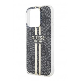 Guess IML 4G Gold Stripe Zadní Kryt pro iPhone 15 Pro Max Black