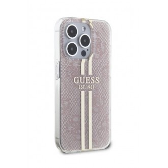 Guess IML 4G Gold Stripe Zadní Kryt pro iPhone 15 Pro Max Pink