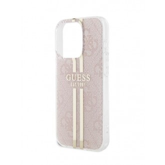 Guess IML 4G Gold Stripe Zadní Kryt pro iPhone 15 Pro Max Pink