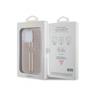 Guess IML 4G Gold Stripe Zadní Kryt pro iPhone 15 Pro Pink