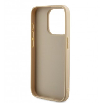 Guess PU Leather Iridescent Metal Script Zadní Kryt pro iPhone 15 Gold