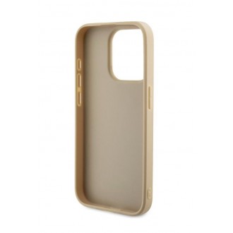 Guess PU Leather Iridescent Metal Script Zadní Kryt pro iPhone 15 Pro Gold