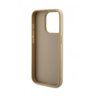 Guess PU Leather Iridescent Metal Script Zadní Kryt pro iPhone 15 Pro Max Gold