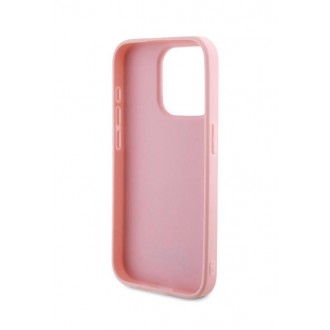 Guess PU Leather Iridescent Metal Script Zadní Kryt pro iPhone 15 Pro Max Pink