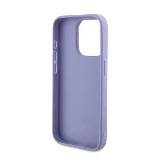 Guess PU Leather Iridescent Metal Script Zadní Kryt pro iPhone 15 Pro Purple