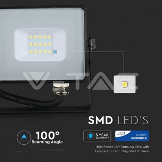 V-TAC LED reflektor 10W-800LM-IP65-VT-10- černý barevná teplota (К): denní bílá / 4000K VT-10