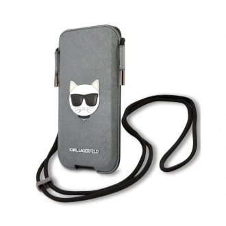 Karl Lagerfeld Choupette Head Saffiano PU Pouch L Grey