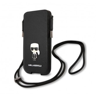 Karl Lagerfeld Saffiano Metal Logo PU Pouch L Black