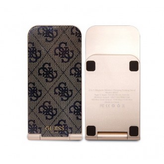 Guess 4G Pattern Stolní Bezdrátová Magnetická Nabíječka 2v1 Brown
