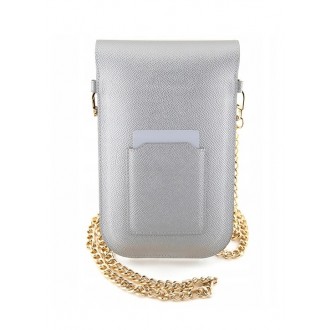 Hello Kitty PU Metal Logo Leather Wallet Phone Bag Silver