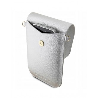 Hello Kitty PU Metal Logo Leather Wallet Phone Bag Silver