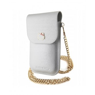 Hello Kitty PU Metal Logo Leather Wallet Phone Bag Silver