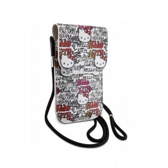 Hello Kitty Leather Tags Graffiti Phone Bag Beige