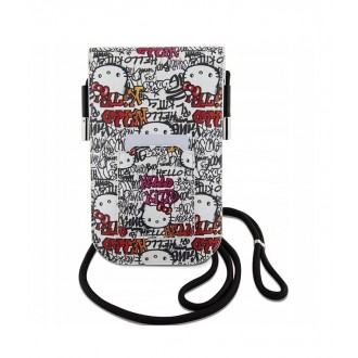 Hello Kitty Leather Tags Graffiti Phone Bag Beige