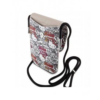 Hello Kitty Leather Tags Graffiti Phone Bag Beige