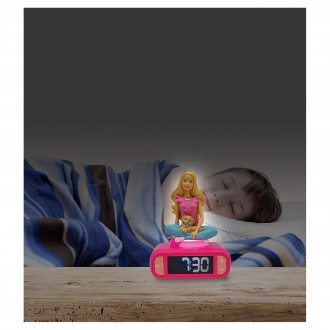 Budík s nočním 3D světlem Barbie