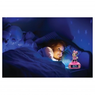 Budík s nočním 3D světlem Myška Minnie