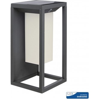 LED solární nástěnné svítidlo-2W-3000K-IP65-VT-77-šedé-V-TAC VT-77
